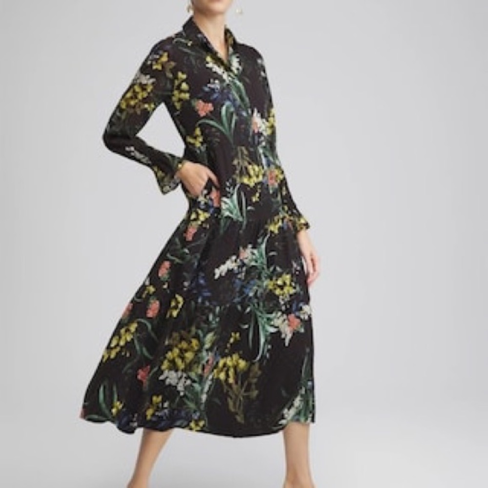 Chico’s Floral Jacquard Tiered Dress